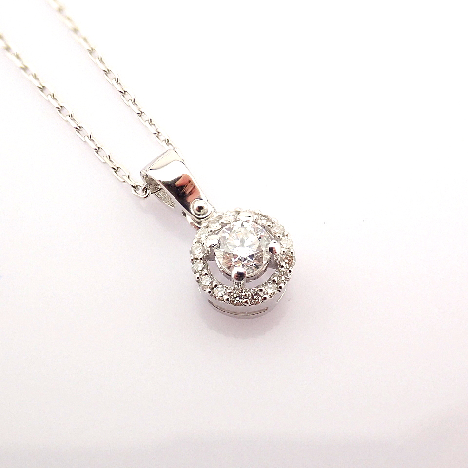 Certificated 14k White Gold Diamond Pendant (Total 0.28 Ct. Stone) - Image 5 of 13