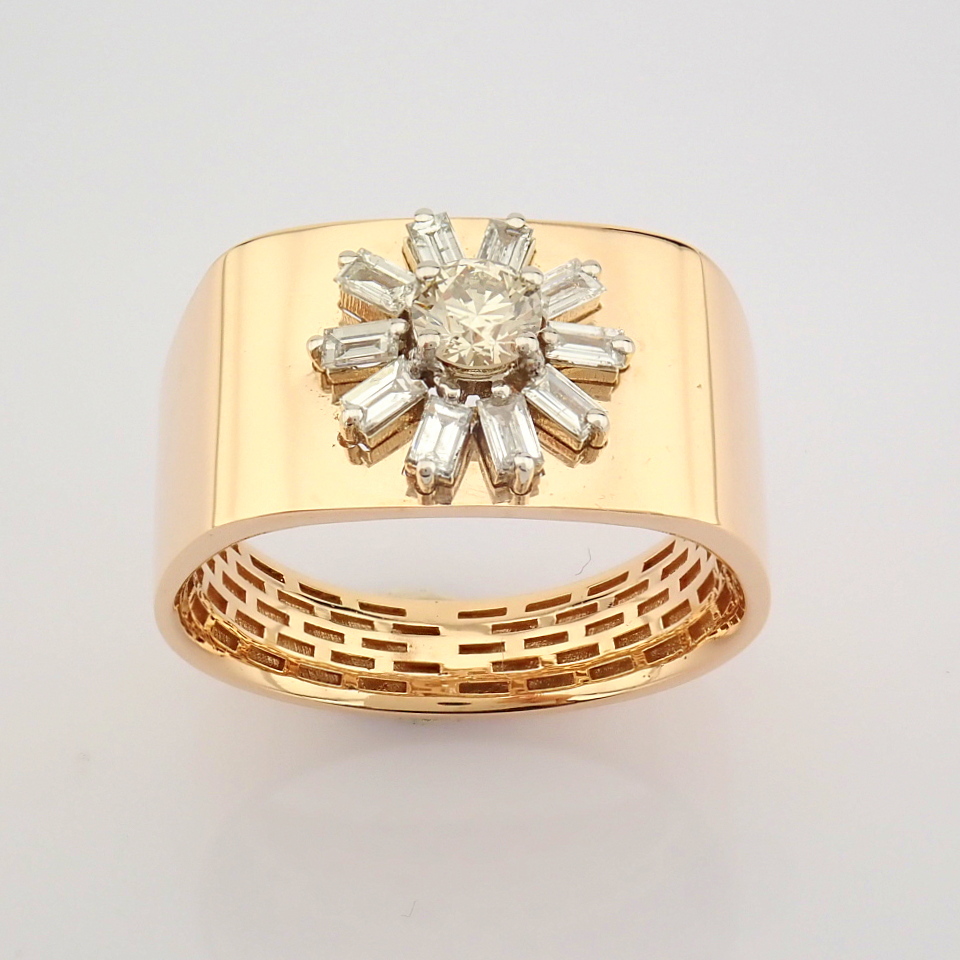 Certificated 14K Rose/Pink Gold Fancy Diamond & Baguette Diamond Ring (Total 0.54 c... - Image 2 of 7