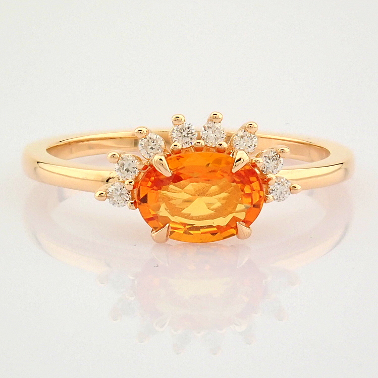 Certificated 14K Rose/Pink Gold Diamond & Orange Sapphire Ring (Total 0.95 Ct. Stone... - Image 5 of 9