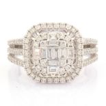 Certificated 14K White Gold Diamond Ring (Total 0.91 Ct. Stone)