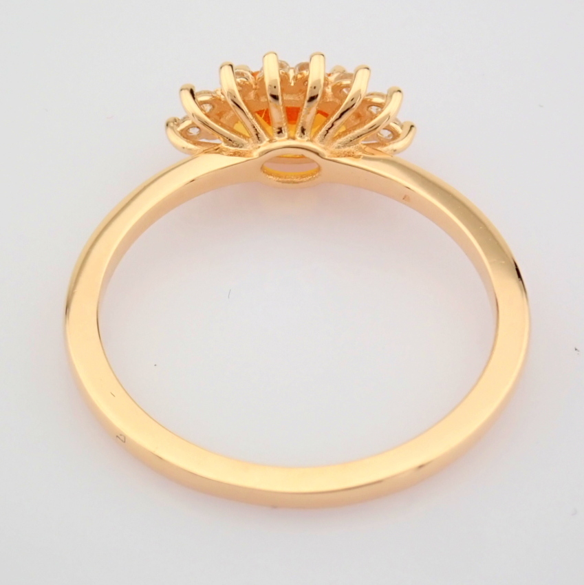 Certificated 14K Rose/Pink Gold Diamond & Orange Sapphire Ring (Total 0.95 Ct. Stone... - Image 8 of 9