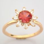 Certificated 14K Rose/Pink Gold Baguette Diamond & Diamond Ring (Total 1.27 Ct. Ston...