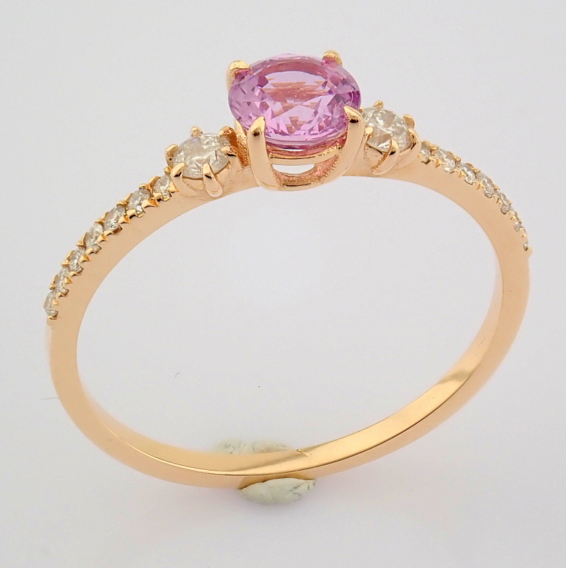 Certificated 14K Rose/Pink Gold Diamond Ring (Total 0.85 Ct. Stone) - Image 3 of 8
