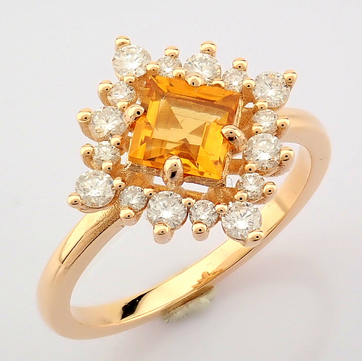 Certificated 14K Rose/Pink Gold Diamond & Citrin Ring (Total 0.97 Ct. Stone) - Image 3 of 9