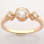 Certificated 14k Rose/Pink Gold Diamond Ring (Total 0.49 Ct. Stone)