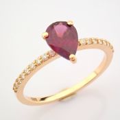 Certificated 14K Rose/Pink Gold Diamond & Tourmaline Ring (Total 0.65 Ct. Stone)