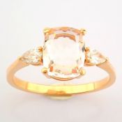 Certificated 14K Rose/Pink Gold Pear Diamond & Morganite Ring (Total 1.71 Ct. Stone)