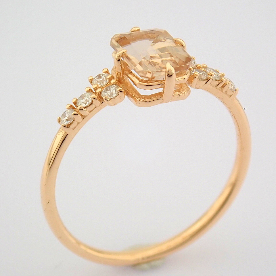 Certificated 14K Rose/Pink Gold Diamond & Morganite Ring (Total 0.99 Ct. Stone) - Image 4 of 9