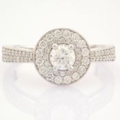 Certificated 18k White Gold Diamond Ring (Total 0.75 Ct. Stone)