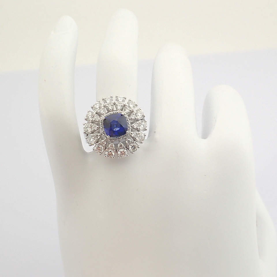 Certificated 14K White Gold Diamond & Sapphire Ring (Total 3.17 Ct. Stone) - Image 13 of 13
