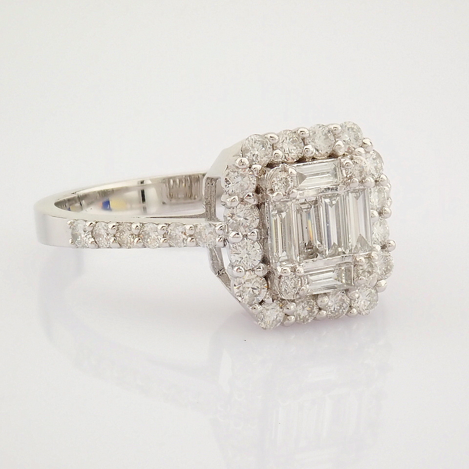 Certificated 14K White Gold Baguette Diamond & Diamond Ring (Total 0.76 Ct. Stone) - Image 5 of 8