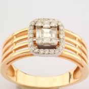 Certificated 14K White and Rose Gold Baguette Diamond & Diamond Ring (Total 0.31 ct...