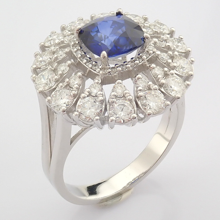 Certificated 14K White Gold Diamond & Sapphire Ring (Total 3.17 Ct. Stone) - Image 12 of 13