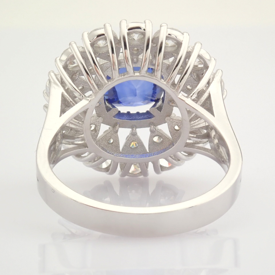 Certificated 14K White Gold Diamond & Sapphire Ring (Total 3.17 Ct. Stone) - Image 8 of 13