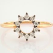 Certificated 14K Rose/Pink Gold Diamond Ring (Total 0.18 Ct. Stone)