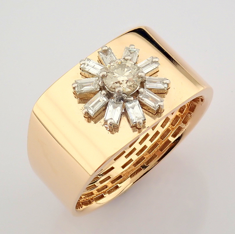 Certificated 14K Rose/Pink Gold Fancy Diamond & Baguette Diamond Ring (Total 0.54 c...