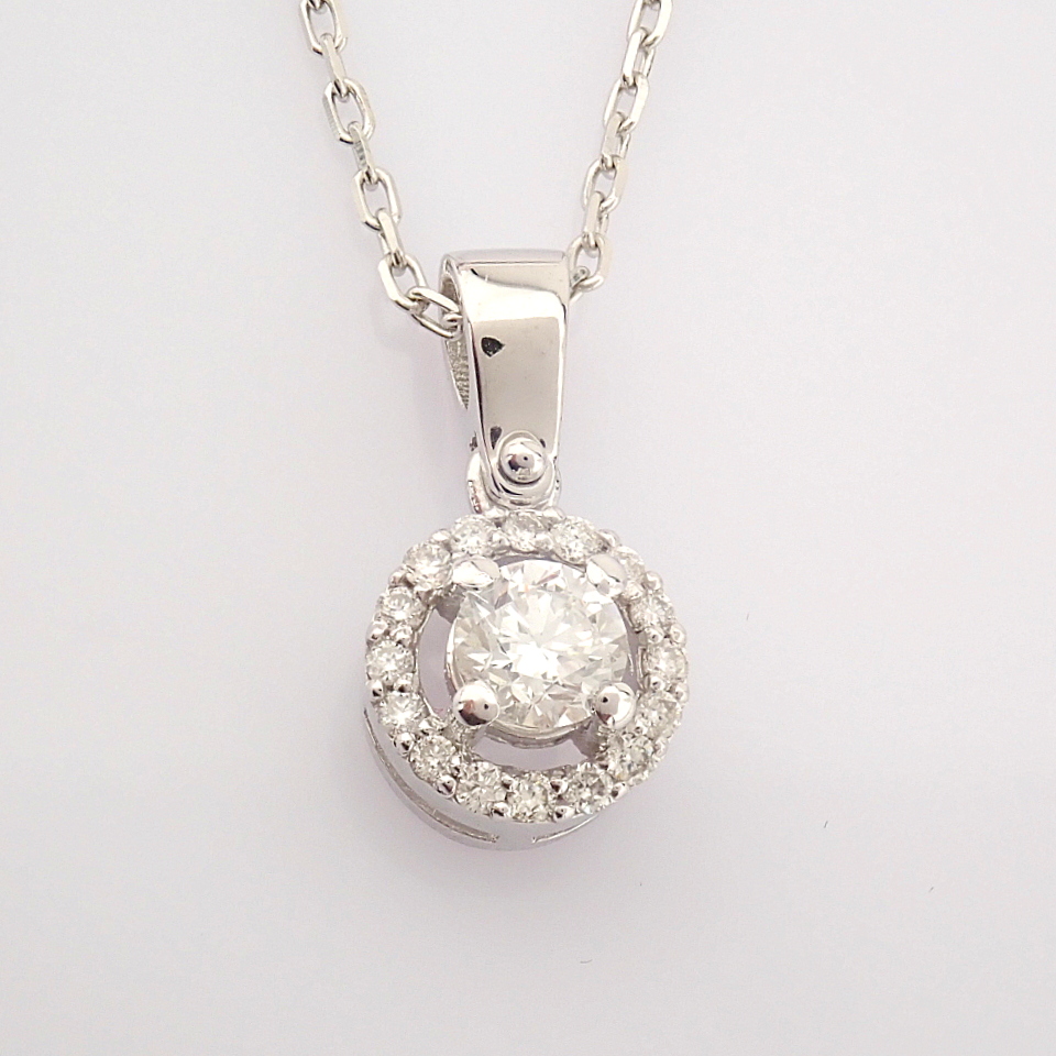 Certificated 14k White Gold Diamond Pendant (Total 0.28 Ct. Stone) - Image 6 of 13