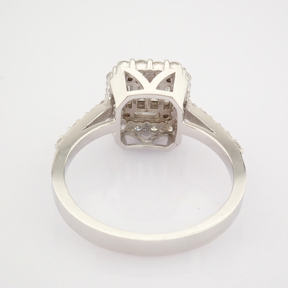 Certificated 14K White Gold Baguette Diamond & Diamond Ring (Total 0.76 Ct. Stone) - Image 7 of 8