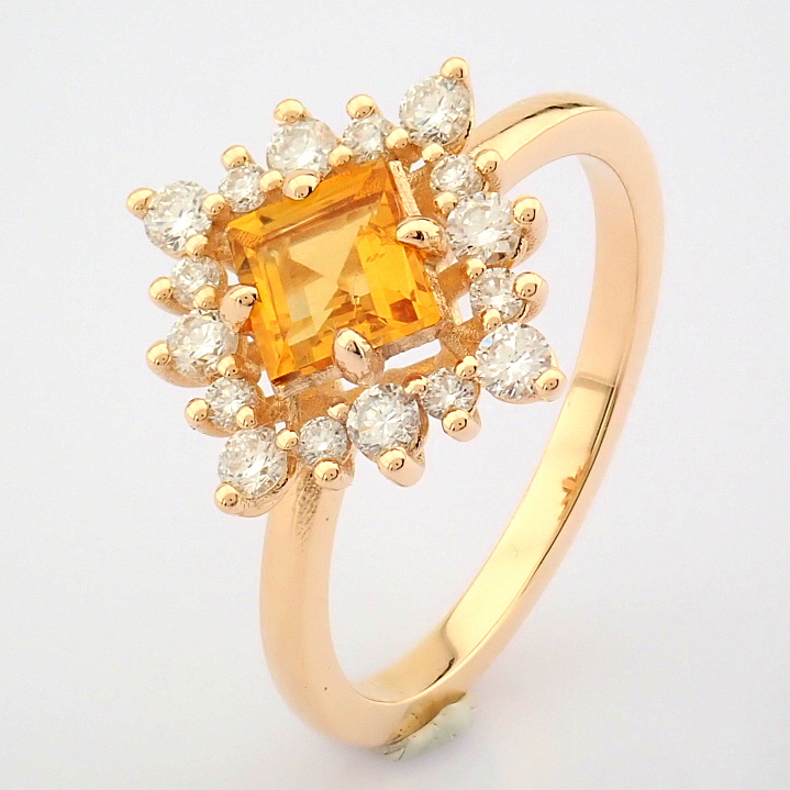 Certificated 14K Rose/Pink Gold Diamond & Citrin Ring (Total 0.97 Ct. Stone) - Image 9 of 9