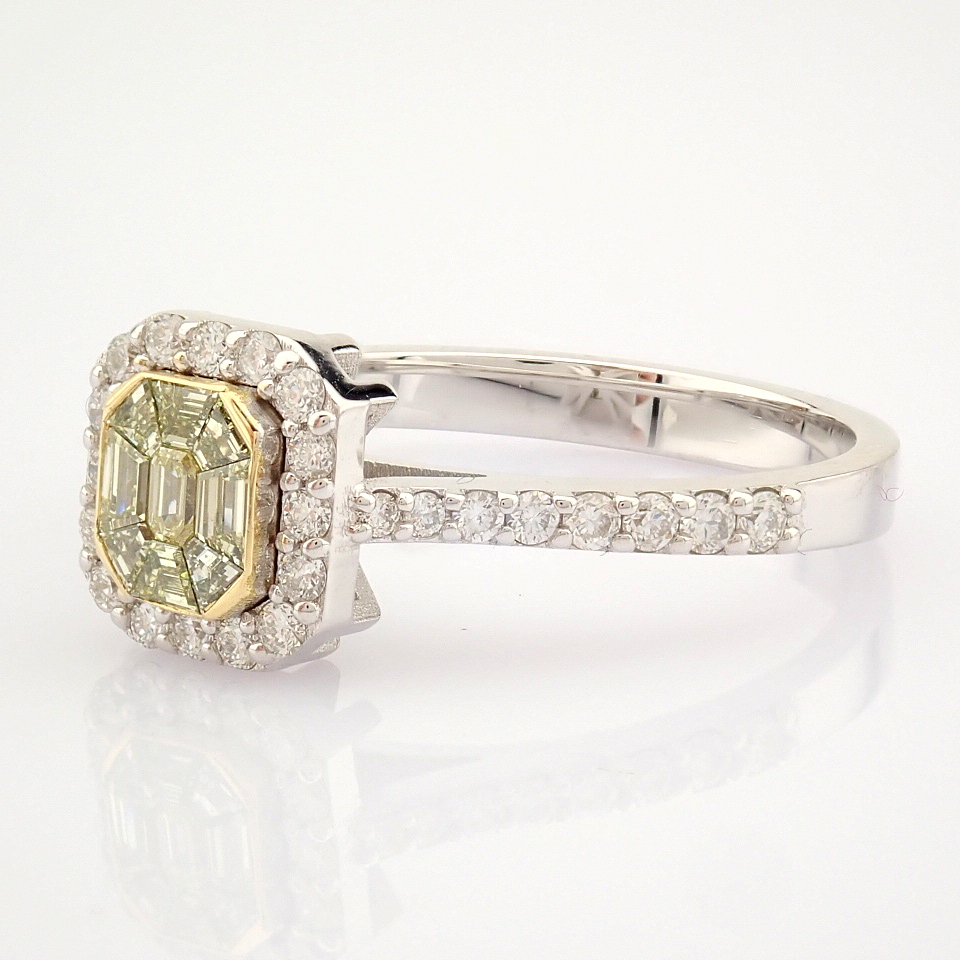 Certificated 14K Yellow and White Gold Fancy Diamond & Diamond Ring (Total 0.65 Ct. ... - Image 6 of 8