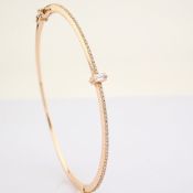 Certificated 14K Rose/Pink Gold Diamond Bracelet (Total 0.37 Ct. Stone)