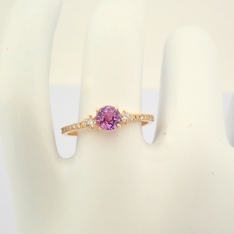 Certificated 14K Rose/Pink Gold Diamond Ring (Total 0.85 Ct. Stone) - Image 5 of 8