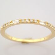 Certificated 14K Yellow Gold Baguette Diamond & Diamond Ring (Total 0.14 Ct. Stone)