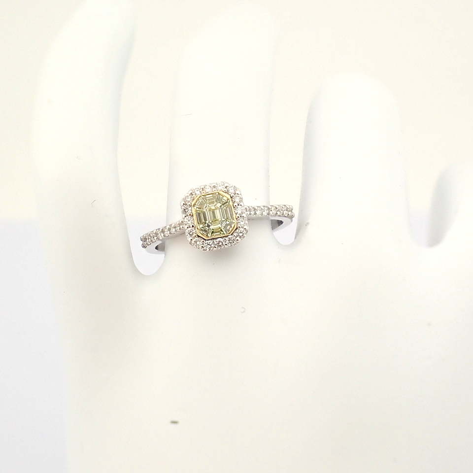 Certificated 14K Yellow and White Gold Fancy Diamond & Diamond Ring (Total 0.65 Ct. ... - Image 4 of 8