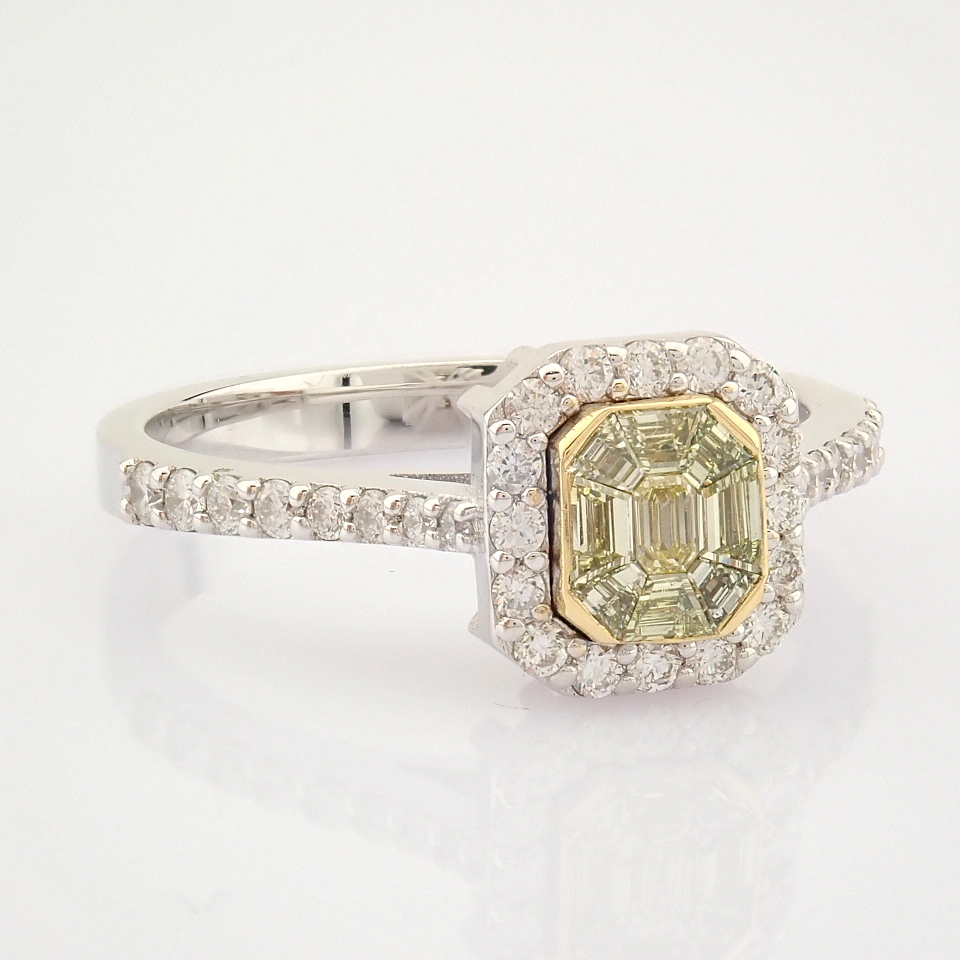 Certificated 14K Yellow and White Gold Fancy Diamond & Diamond Ring (Total 0.65 Ct. ... - Image 7 of 8