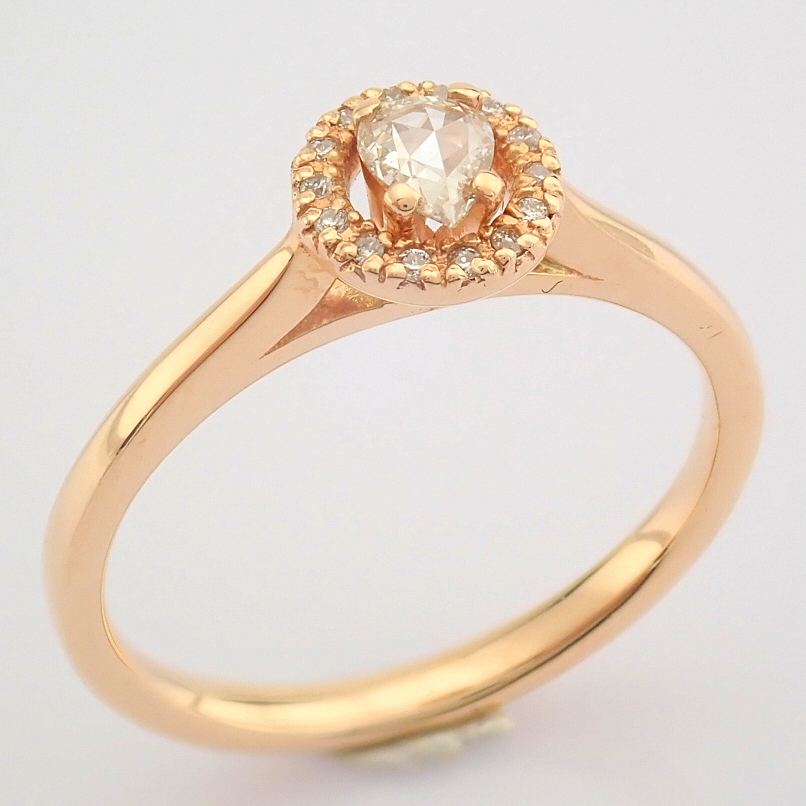 Certificated 14K Rose/Pink Gold Rose Cut Diamond & Diamond Ring (Total 0.17 Ct. Ston... - Image 3 of 8