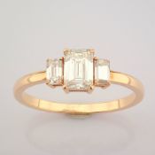 Certificated 14K Rose/Pink Gold Emerald Cut Diamond Ring (Total 0.77 Ct. Stone)