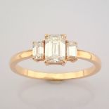 Certificated 14K Rose/Pink Gold Emerald Cut Diamond Ring (Total 0.77 Ct. Stone)
