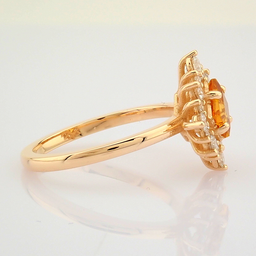 Certificated 14K Rose/Pink Gold Diamond & Citrin Ring (Total 0.97 Ct. Stone) - Image 5 of 9