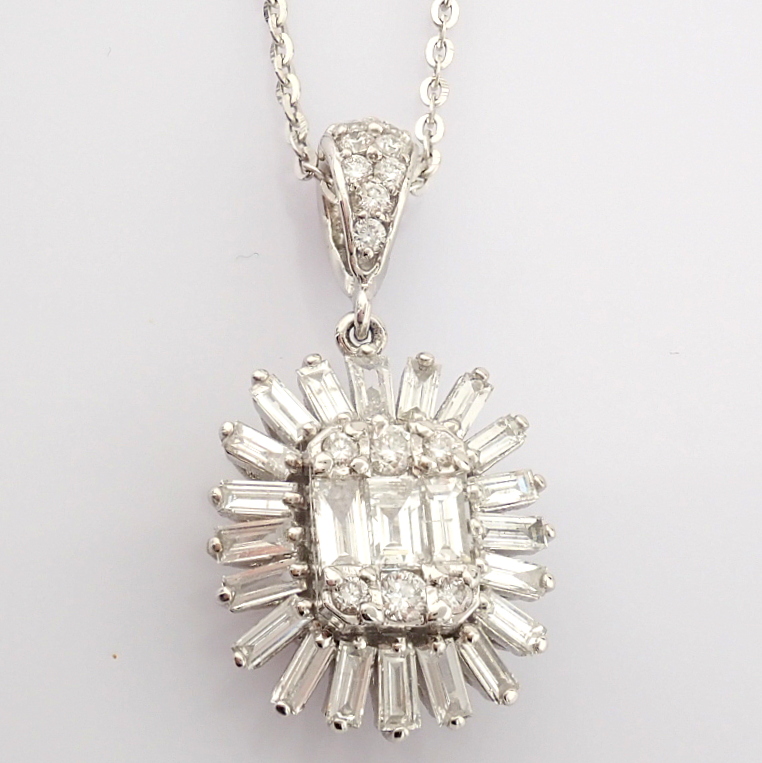 Certificated 14K White Gold Diamond Pendant (Total 0.72 Ct. Stone) - Image 7 of 19