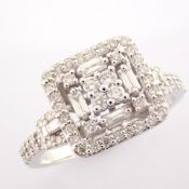 Certificated 14K White Gold Diamond Ring (Total 0.44 Ct. Stone)