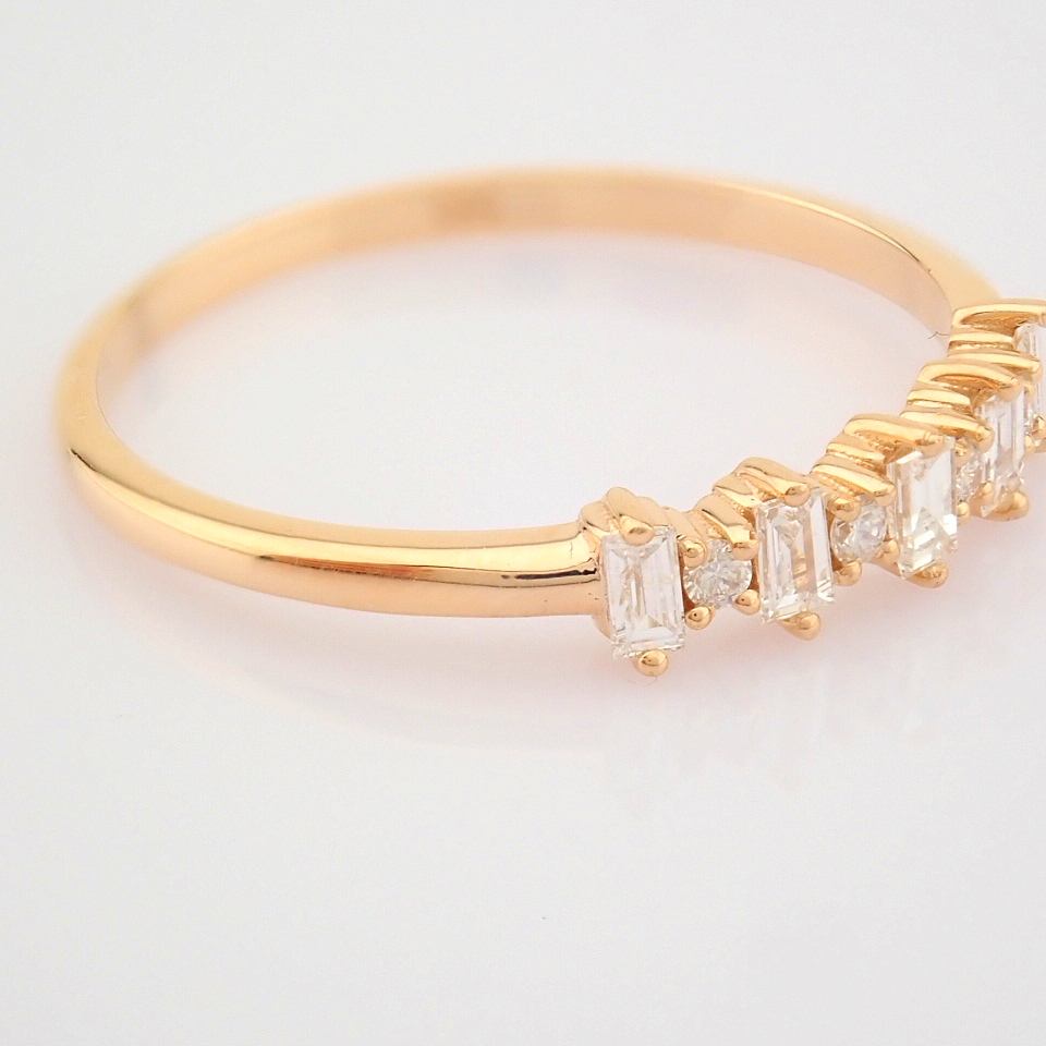 Certificated 14K Rose/Pink Gold Baguette Diamond & Diamond Ring (Total 0.18 Ct. Ston... - Image 4 of 10