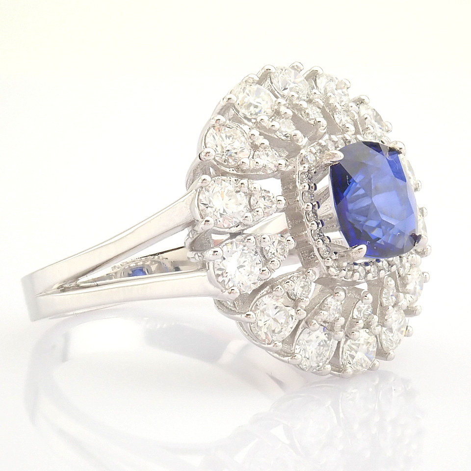 Certificated 14K White Gold Diamond & Sapphire Ring (Total 3.17 Ct. Stone) - Image 6 of 13