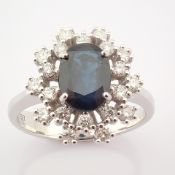 18K White Gold Diamond & Sapphire Ring