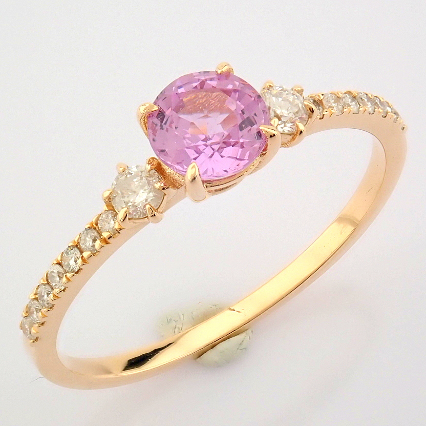 Certificated 14K Rose/Pink Gold Diamond Ring (Total 0.85 Ct. Stone)