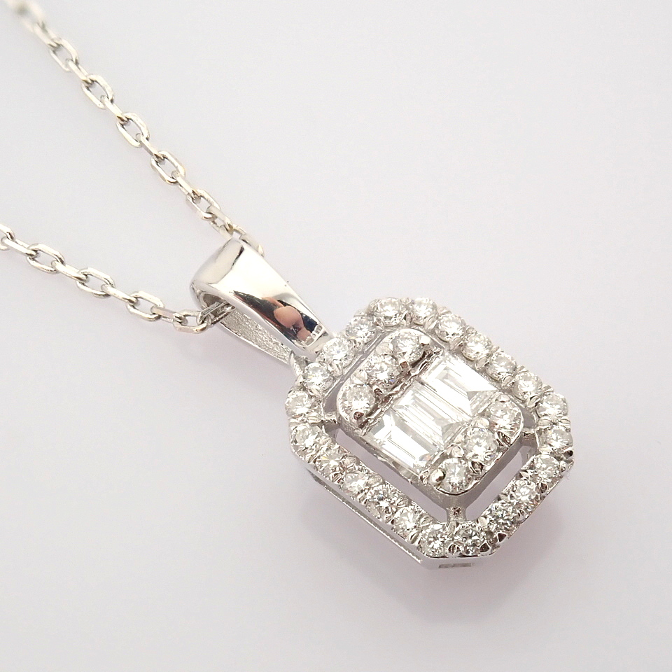 Certificated 14k White Gold Diamond Pendant (Total 0.17 Ct. Stone) - Image 5 of 12