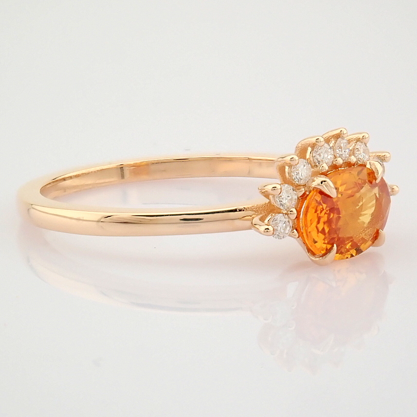 Certificated 14K Rose/Pink Gold Diamond & Orange Sapphire Ring (Total 0.95 Ct. Stone... - Image 6 of 9