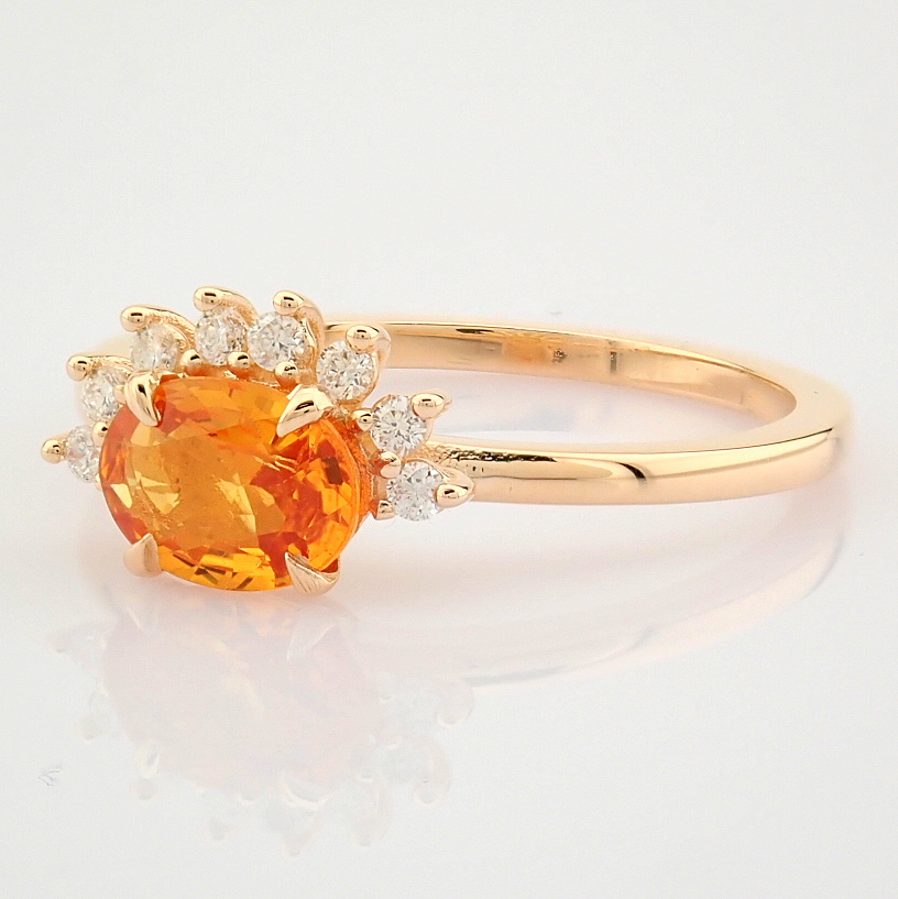 Certificated 14K Rose/Pink Gold Diamond & Orange Sapphire Ring (Total 0.95 Ct. Stone... - Image 7 of 9