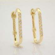 Certificated 14K Yellow Gold Diamond Earring (Total 0.16 Ct. Stone)