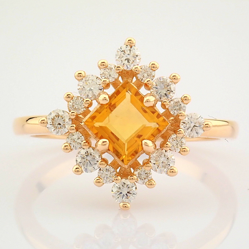 Certificated 14K Rose/Pink Gold Diamond & Citrin Ring (Total 0.97 Ct. Stone) - Image 4 of 9