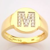 Certificated 14K Yellow Gold Diamond Ring (Total 0.14 Ct. Stone)