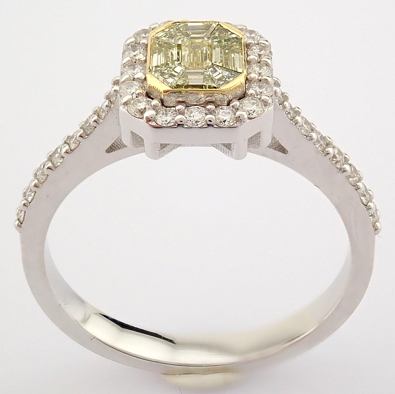 Certificated 14K Yellow and White Gold Fancy Diamond & Diamond Ring (Total 0.65 Ct. ... - Image 2 of 8