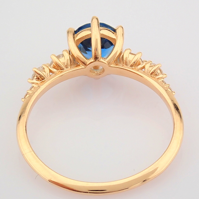 Certificated 14K Rose/Pink Gold Diamond & London Blue Topaz Ring (Total 1.3 Ct. Ston... - Image 9 of 11