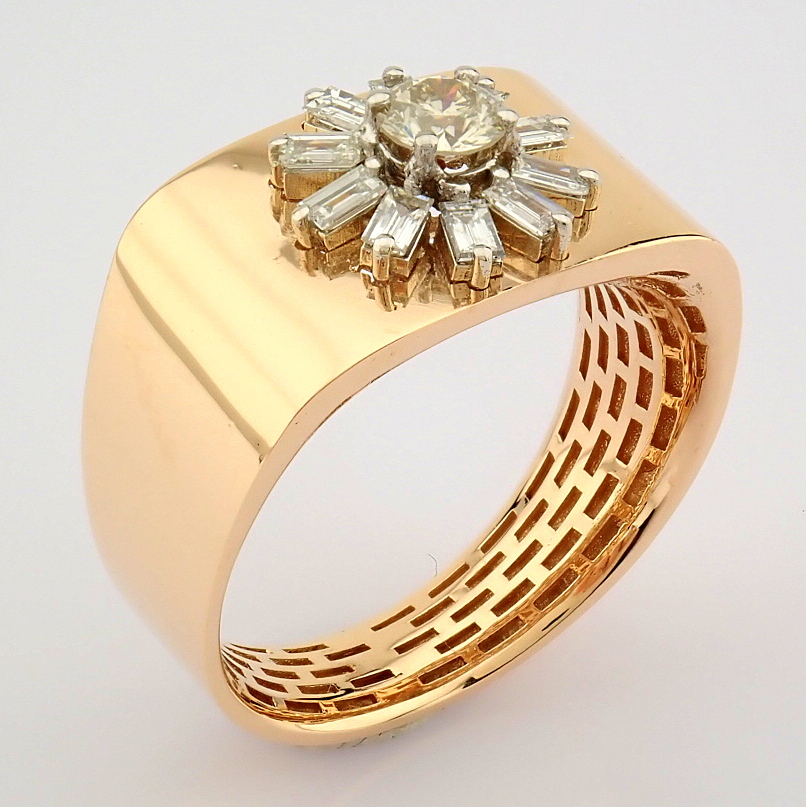 Certificated 14K Rose/Pink Gold Fancy Diamond & Baguette Diamond Ring (Total 0.54 c... - Image 4 of 7