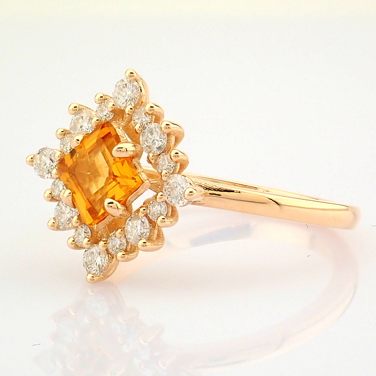 Certificated 14K Rose/Pink Gold Diamond & Citrin Ring (Total 0.97 Ct. Stone) - Image 6 of 9