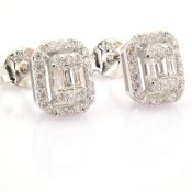Certificated 14k White Gold Diamond Earring (Total 0.34 Ct. Stone)